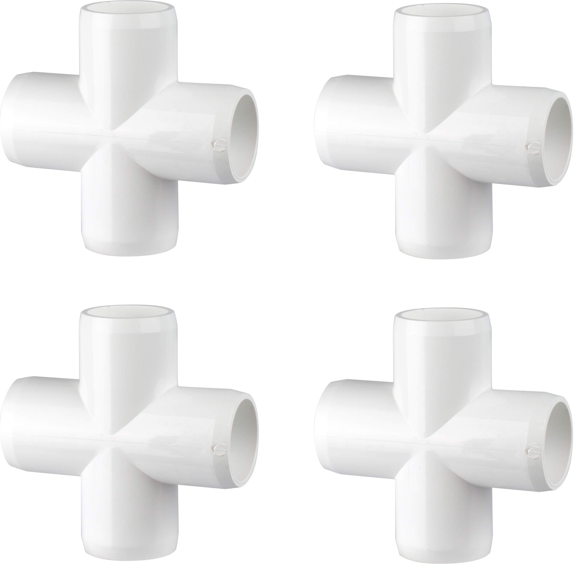 3/4" 4-way Cross PVC Fitting Connector, Pack of 4