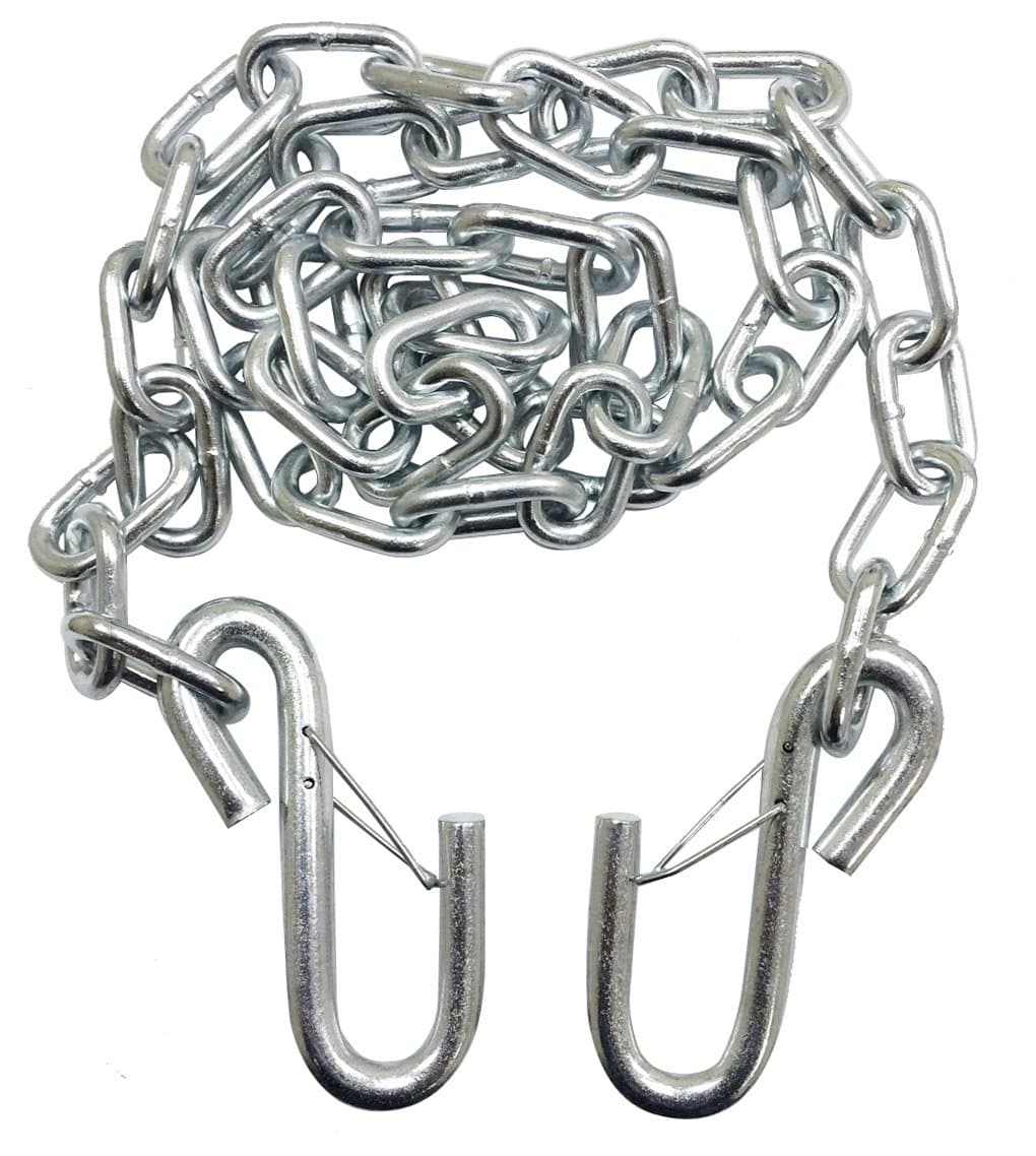 LIBRA One New 3/16" X 48" Grade 30 Trailer Safety Chain w/ 2 S Hooks & Safety Latches - 25001