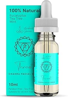 Throat Chakra Facial Serum Essential Oil Blend, Natural & Organic Moisturizing Serum for Face with Sunflower, Argan, Apricot, Rosemary, Lavender Oils for Spiritual Journey, Peace, Deeper Connection