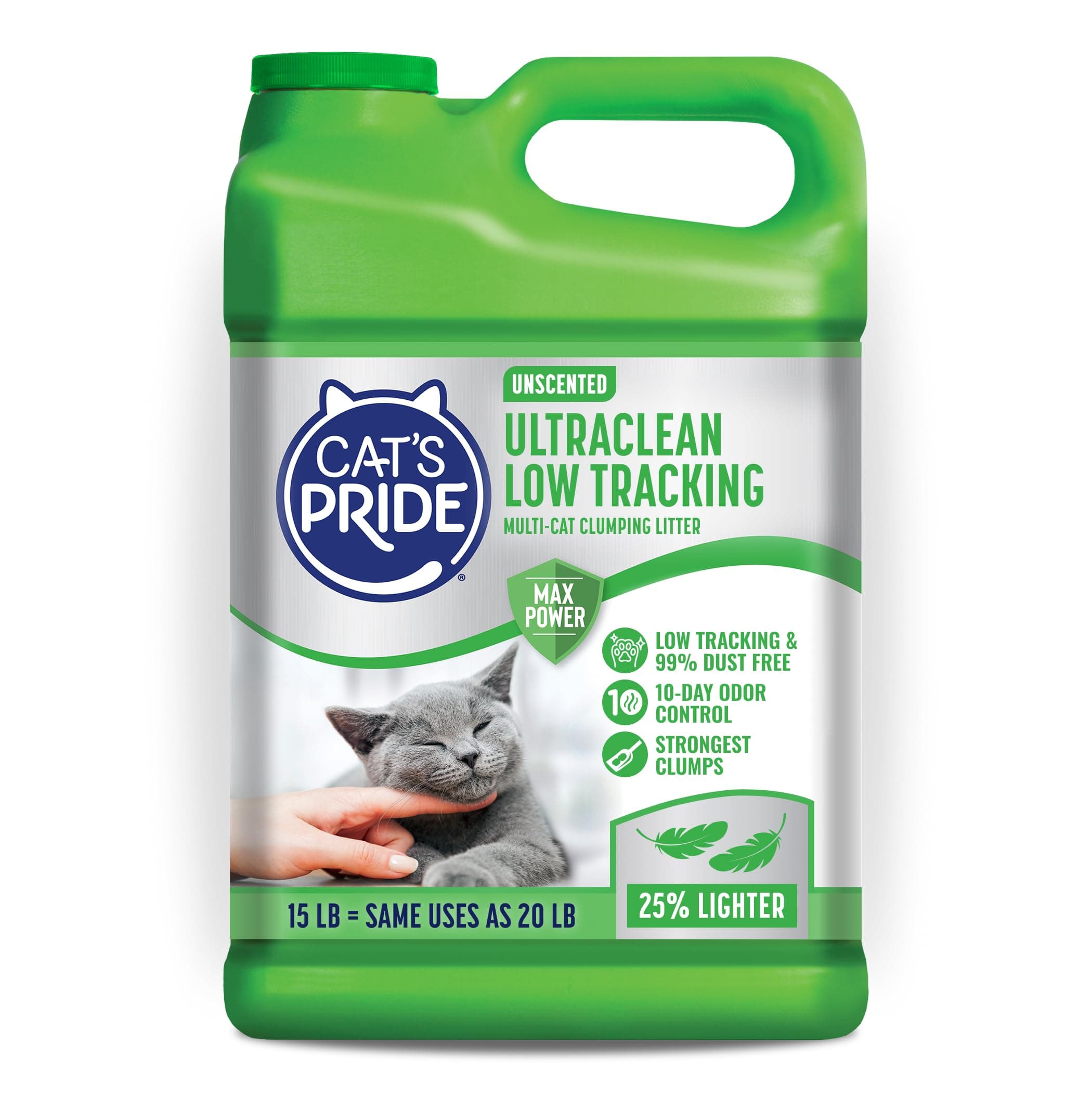 Max Power: UltraClean Low Tracking Multi-Cat Clumping Litter - Keeps Paws & Home Clean - Up to 10 Days of Powerful Odor Control - 99% Dust Free - Unscented, 15 Pounds
