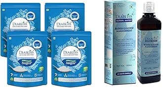 DiablissDiabetic Friendly Herbal Cane Sugar 500g Pouch Pack of 4 + Herbal Water to Manage Blood Glucose for Diabetics & Prediabetics