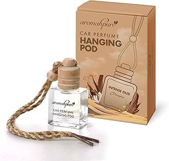 Premium Car Perfume Hanging Pod |10 ML |Royal Oudh Fragrance Car Air Freshener |Natural Essential Fragrance Oils in Glass Bottle with Wooden Diffuser Lid |Long Lasting upto 30 days