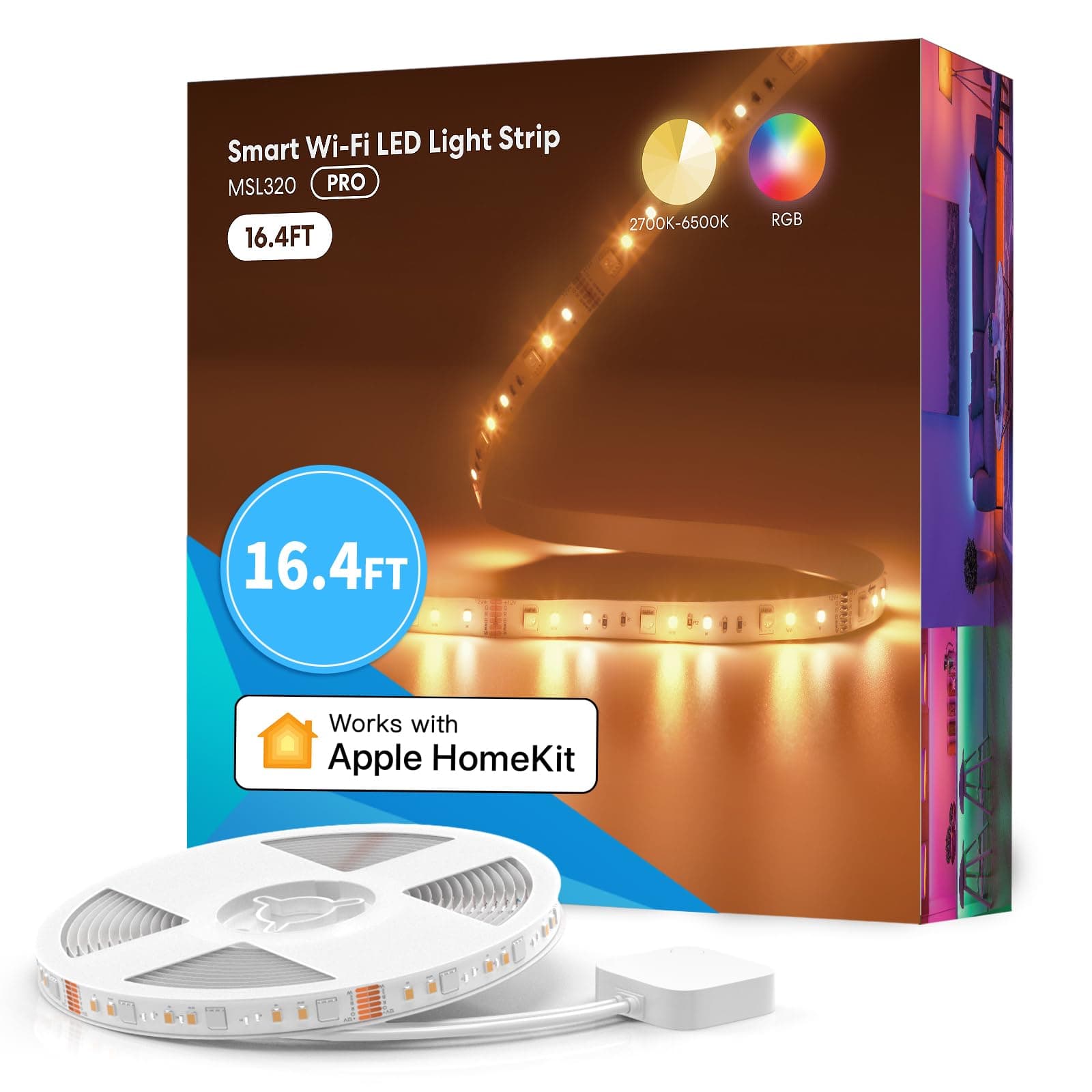 Led Strip Light 5M LED Light Strip Compatible with Apple HomeKit Siri Alexa Voice Control and Remote Control, RGBWW Color Changing Led Strips for Home, Bedroom, Gaming Room