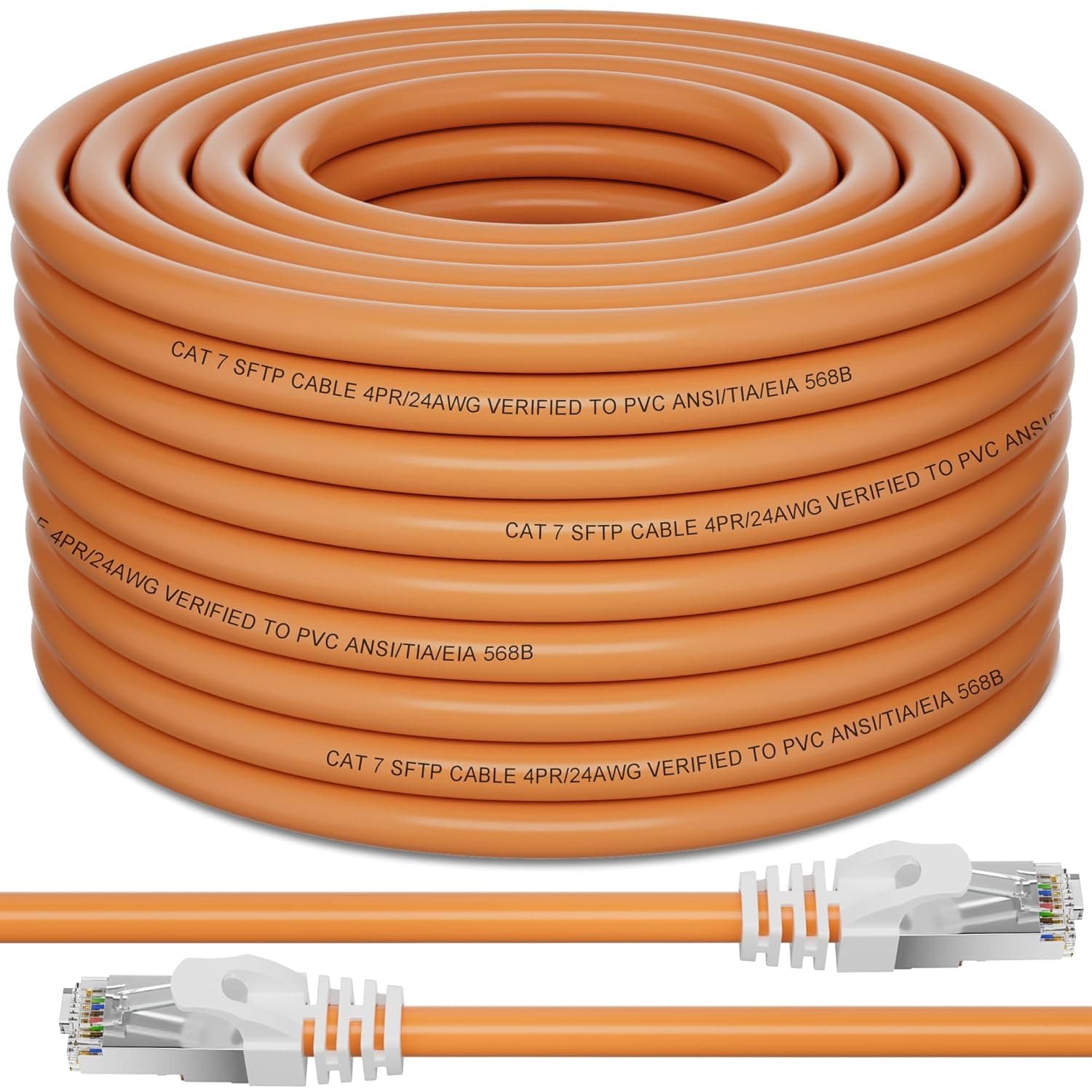 Outdoor Cat7 Ethernet Cable 100ft, Heavy Duty Cat 7 SFTP Triple Shielded Ethernet Cable Indoor, Direct Burial, Waterproof, UV Resistant, 10Gbps 600MHz, High Speed Network, LAN, Internet - 100 Feet