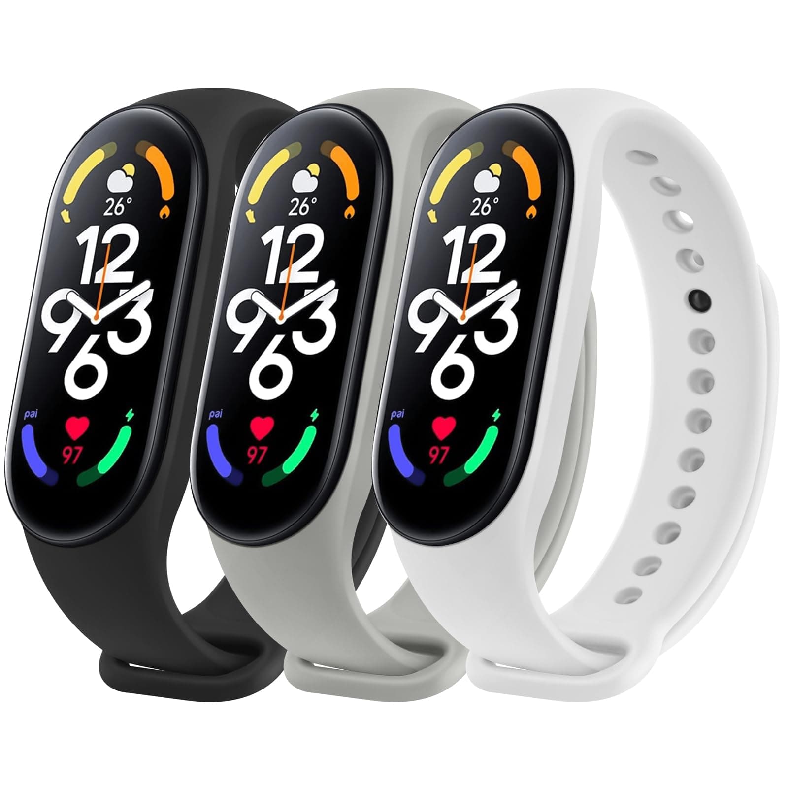 Wanme Bands Compatible with Xiaomi Mi Band 7 Replacement Strap Women Men, Soft Silicone Sport Strap for Xiaomi Mi Band 7 Bands Wristband Accessories