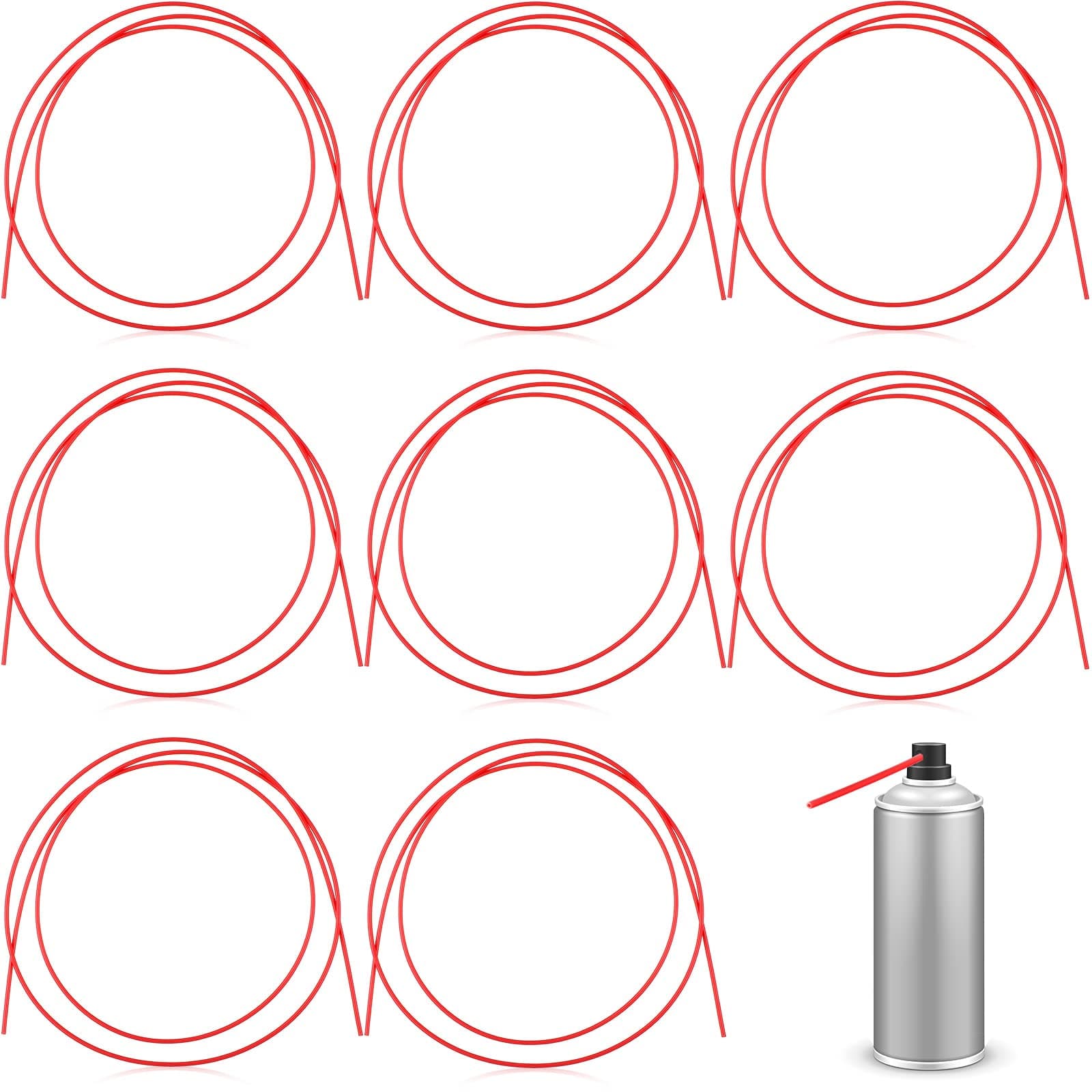 Tondiamo Spray Can Straws, 51.1 in Spray Can Extension Straw, Cut at Will Replacement Red Flexible Plastic Straw for Narrow Space Paint Cleaner Lubricant Oil(8 Roll)