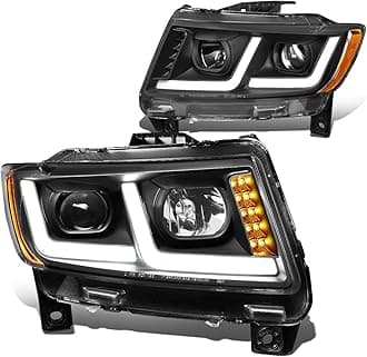 DNA MOTORING Hl-Hpl-Jgc11-Bk-Am Black Dual Led Running Light Projector Headlights Replacement For 11-13 Grand Cherokee
