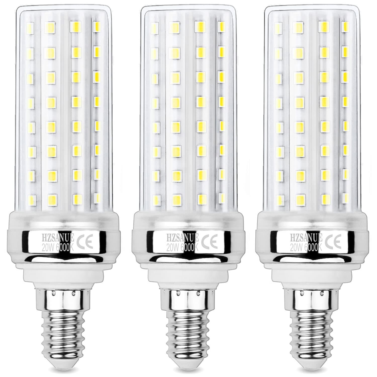 LED Corn Bulbs 20W,E14 Small Edison Screw Bulbs,2200Lm,6000K Daylight White,150W Incandescent Bulbs Equivalent,Pack of 3