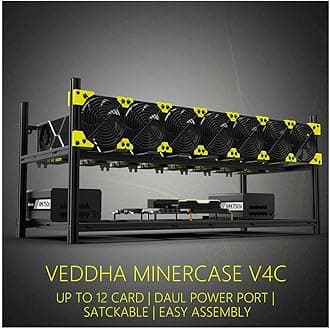 6/8 GPU Aluminum Stackable Open Air Mining Computer Frame Rig Ethereum Veddha (V4C-8/12GPU)