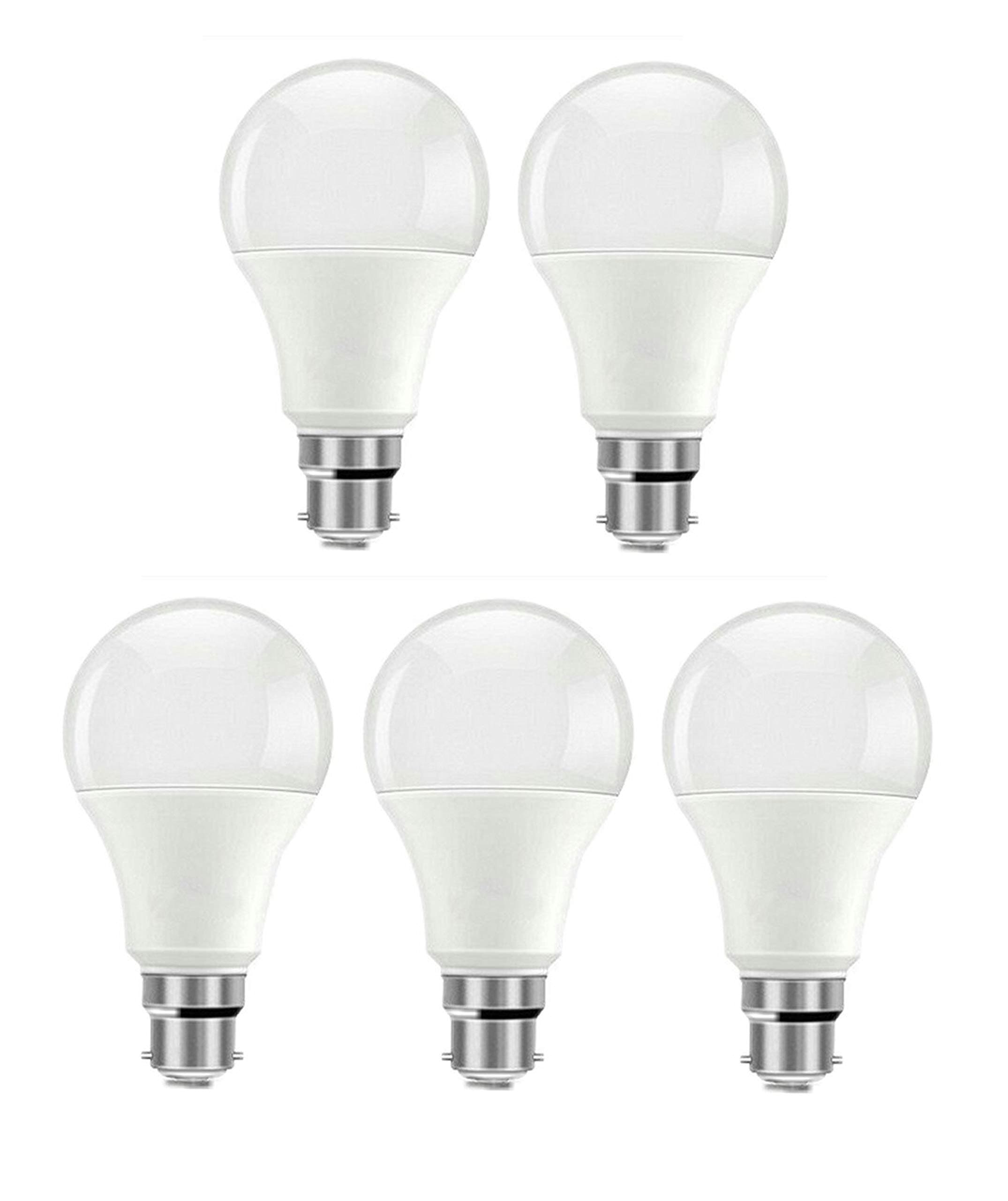 Saish Solutions 12v 7 Watts DC LED Bulb with inbuilt Heatsink plate, B22 type Holder, directly run on any 12 Volts Battery Supply (Pack of 5)