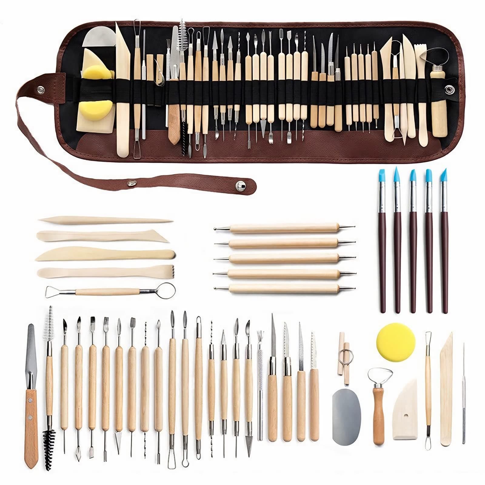 Clay Tools 46PCS Pottery Tools Clay Sculpting Tools Polymer Clay Tools Kit Ceramic Tools for DIY Handcraft Modeling Clay Carving Tools Set