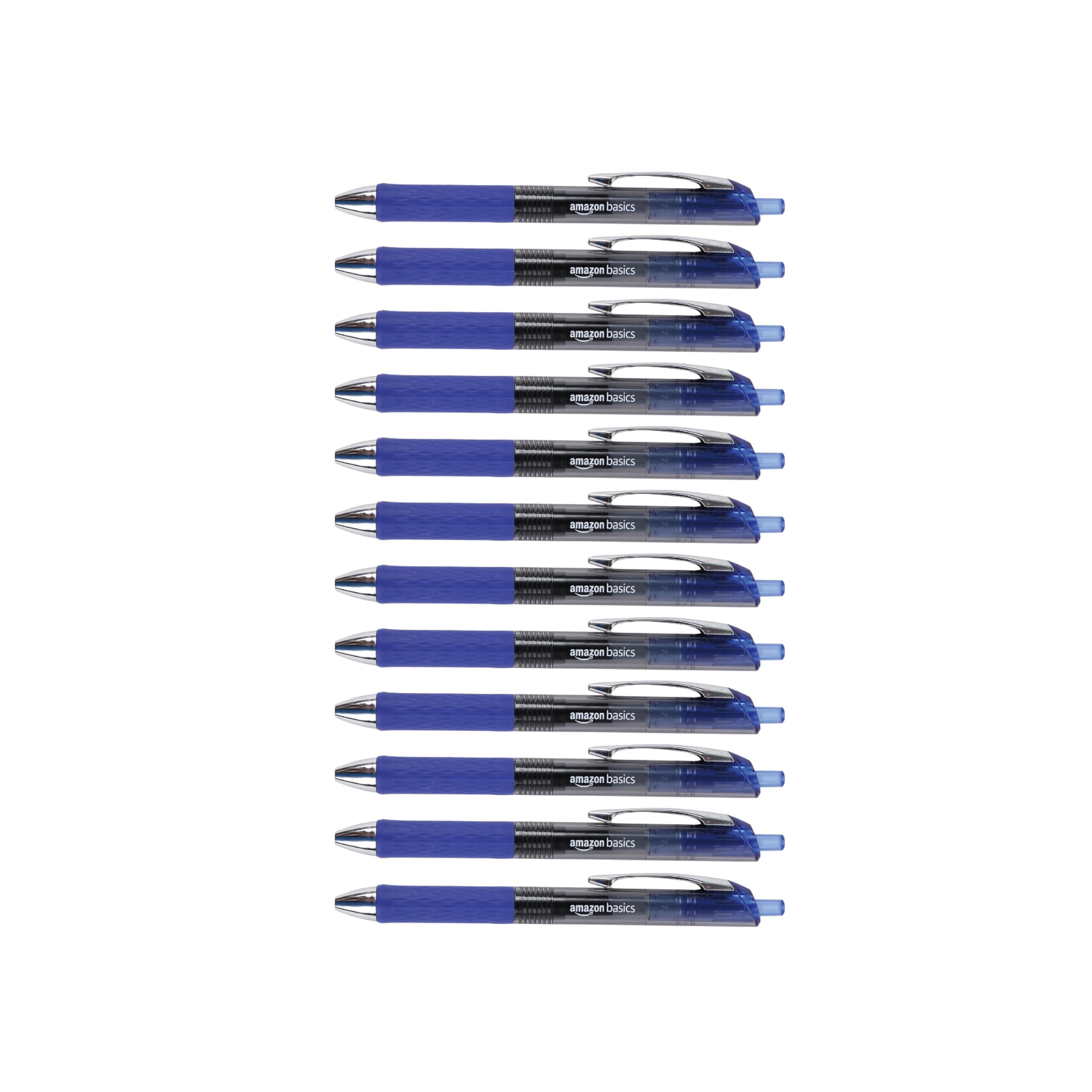 Gel Pens Fine Point Smooth Writing Pens, Retractable, Blue, 0.7mm, 12 Pack