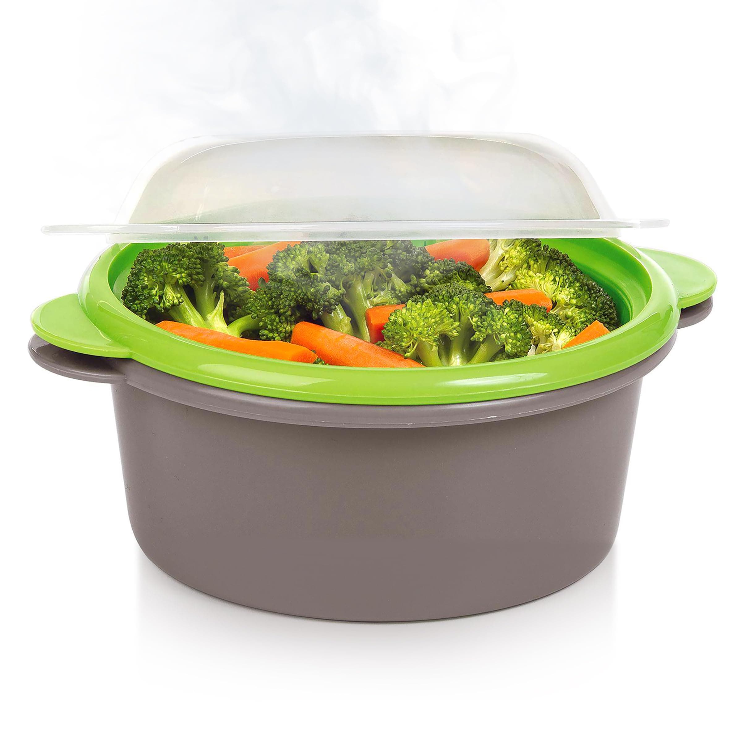 Progressive Prep Solutions Microwave Fish And Veggie Steamer, Adjustable Steam Vent Control, Vegetable Bpa Free, Dishwasher Safe Mini Steamer Multicolored Gmmc-460