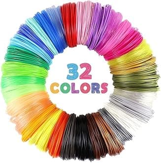 MIKA3D 32 Colors 3D Pen PLA Filament Refills, Each Color 10 Feet, Total 320 feet, Pack with 4 Finger Caps
