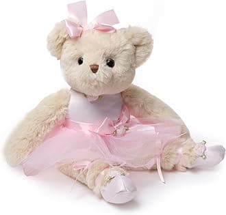 Bearington Collection Nina Plush Stuffed Animal Ballerina Teddy Bear in Pink Ballet Outfit, 33cm