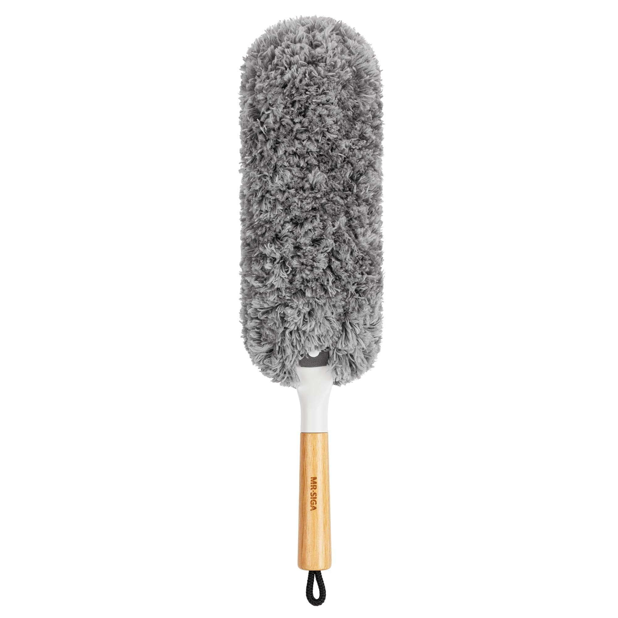 MR.SIGA Lint Free Microfiber Duster, Washable and Reusable Duster with Bamboo Handle and Replaceable Head, Duster for Household Cleaning, INCH