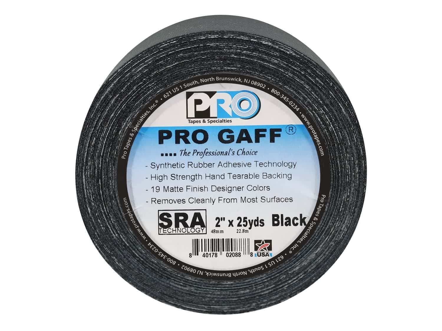 ProTapes Pro Gaff, 2 x 25 Yard (Black, 2" (Pack of 1))