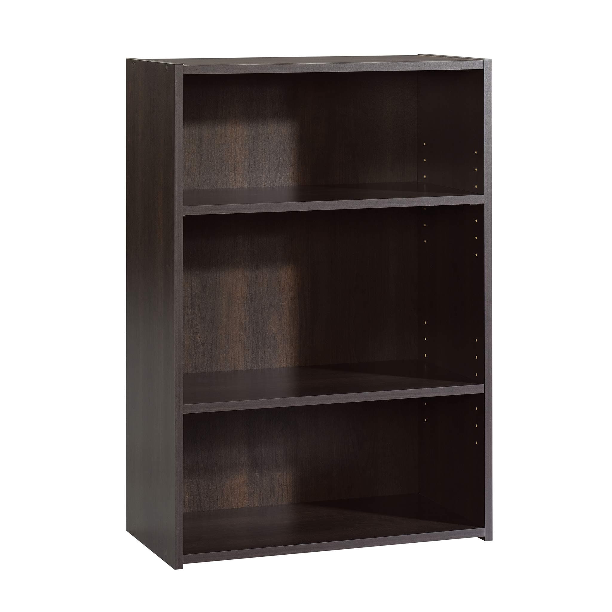Beginnings 3-Shelf Bookcase, Bookshelf with Adjustable Storage Shelves, in Med Wood Finish