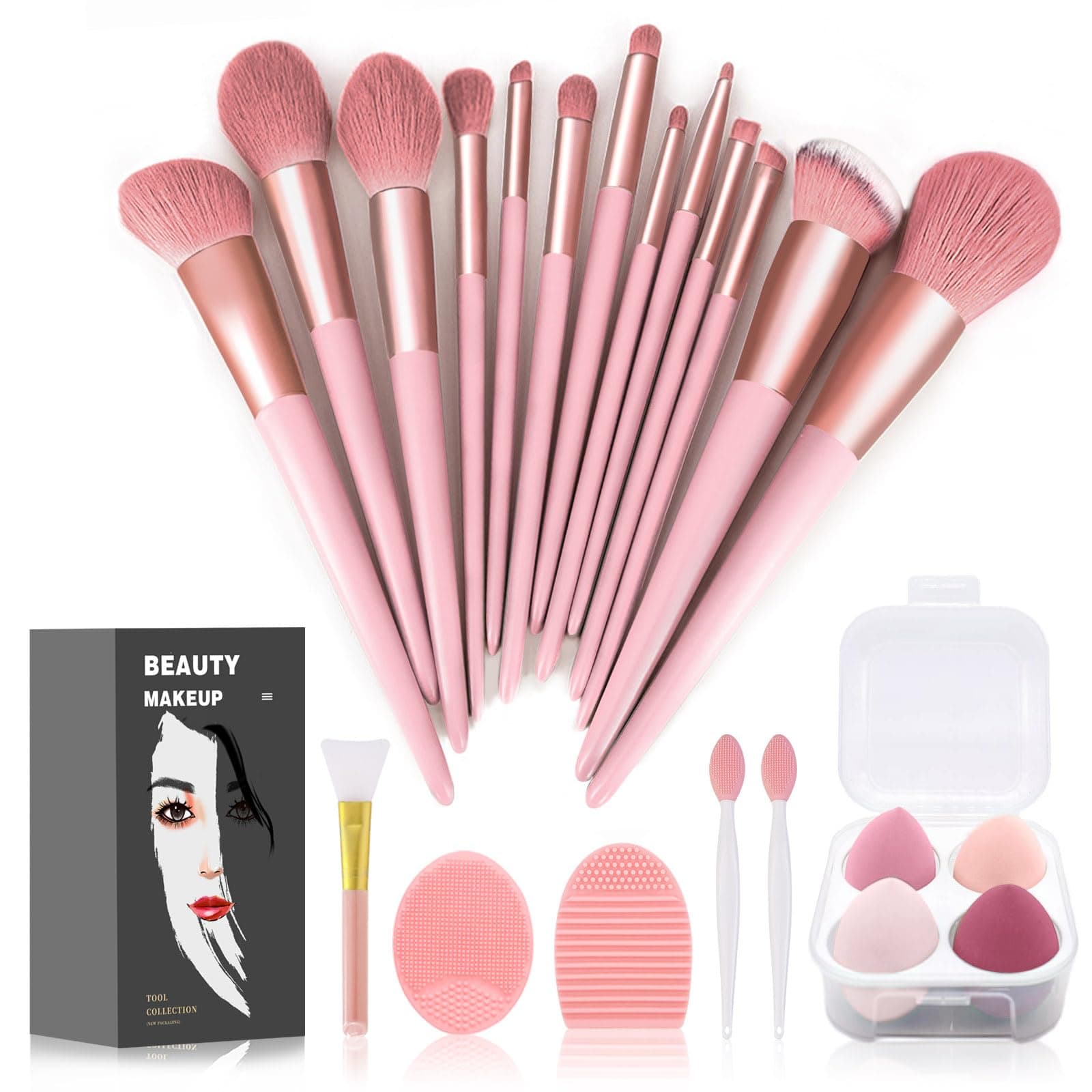 Makeup Brushes 22 Pcs Makeup Kit,Foundation Brush Eyeshadow Brush Make up Brushes Set (Pink, 22 Piece Set Large)