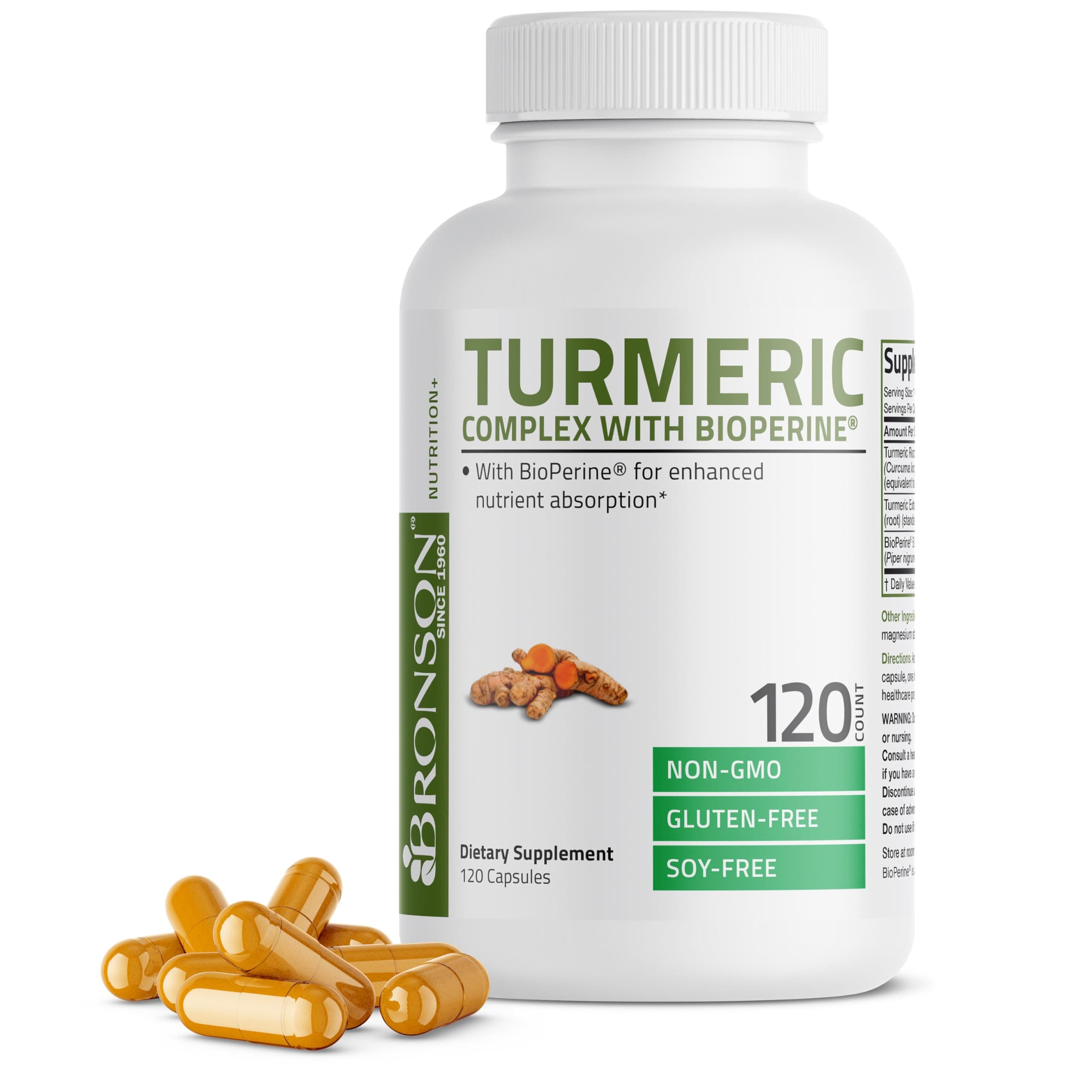 Turmeric Curcumin with BioPerine - High Potency Premium Joint Support with 95% Standardized Curcuminoids - Non-GMO Capsules with Black Pepper - 120 Count
