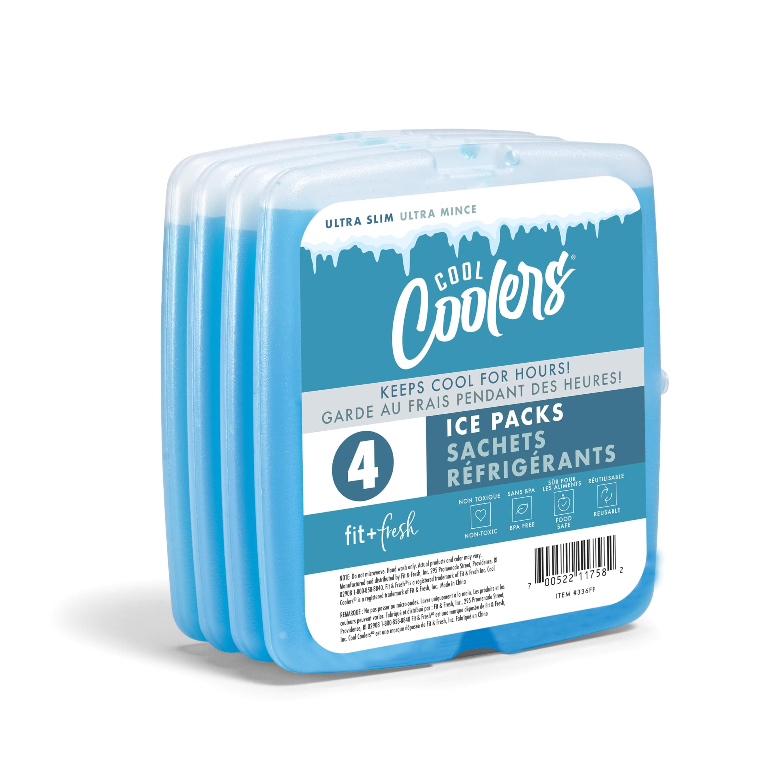 Fit & Fresh Cool Coolers Ice Pack, 4 pack, Blue