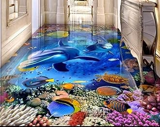 Custom 3D Flooring murals Underwater World Dolphin 3D Floor Tiles Waterproof self-Adhesive murals floor-400 * 280cm