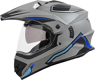 Steelbird Racer Off Road ISI Certified Motocross Double Visor Full Face Graphic Helmet Outer Clear Visor and Inner Silver Sun Shield