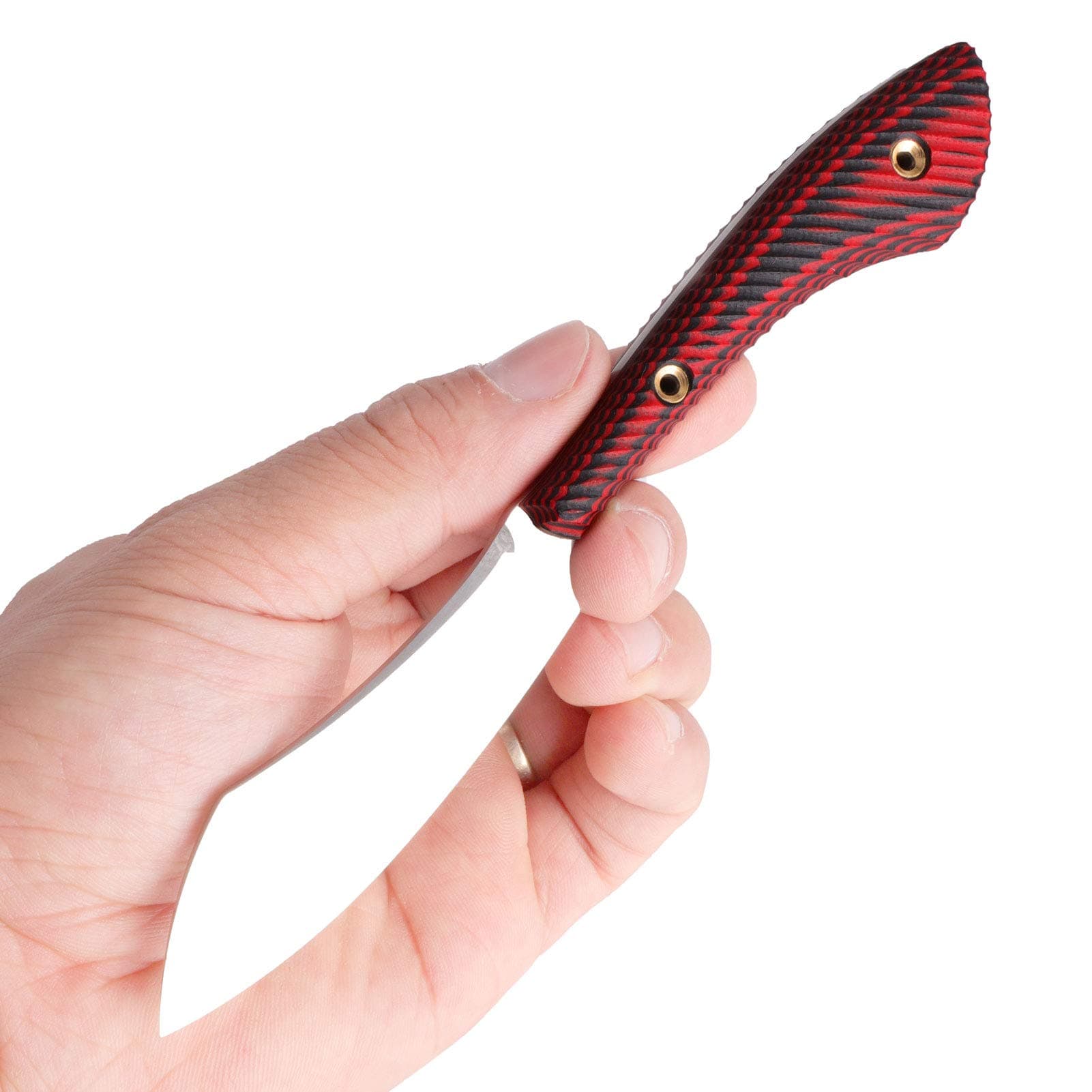 SamiorS65 EDC Compact Fixed Blade Knife: 6.5 inches Small Minimalist Cleaver Neck Knife, Utility Knife with Satin Blade, Textured G10 Handle and Leather Sheath, 2.22oz