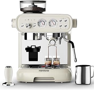 Espresso Machine With Grinder, 20 Bar Espresso Machine with Milk Frother Steam Wand, Espresso Machines for Home, Expresso Coffee Machines Professional, Cappuccino Latte Machine