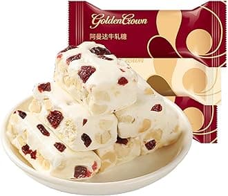 Nougat 17.6oz/500g，Cranberry flavored peanut nougat， Fruity Cranberries Nougat Candy，Individually Packed Soft and Chewy Nougat With Fruity Jelly Beans Candy Bars