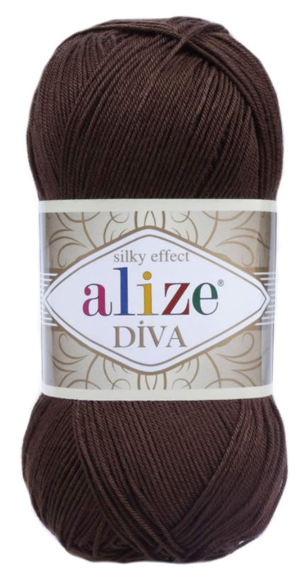 Alize Diva Silk Effect 100% Microfiber Acrylic Yarn 1 Ball skeins 100gr 383yds Color (26 - Brown)