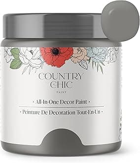 Country Chic All-in-One Chalk Paint for Furniture, Cabinets, Home Decor, Eco-Friendly, Matte Finish, Built-In Primer & Top Coat for Wood, Metal - No Wax Needed (Cobblestone (Grey), Sample (4 oz)) -
