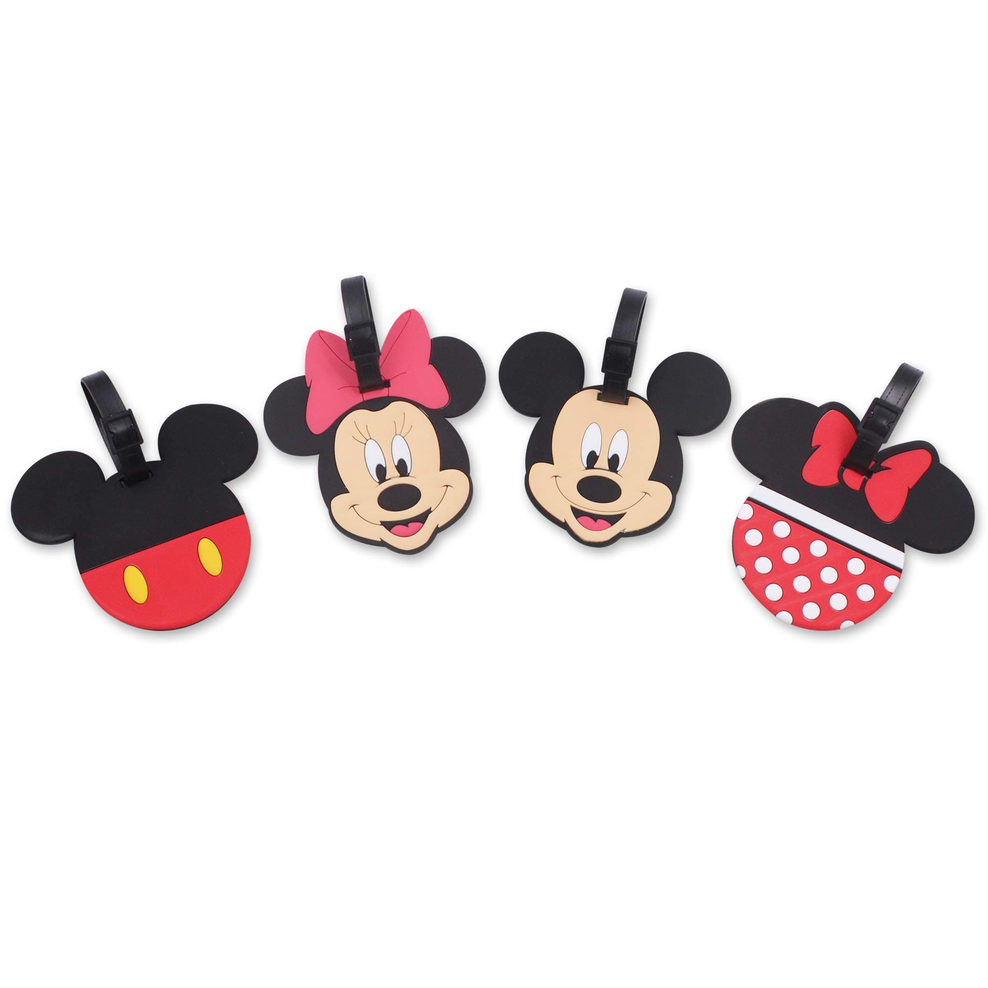 4 Pcs Set Cartoon Characters Silicone Travel Luggage Baggage Identification Labels ID Tag for Bag Suitcase Plane Cruise Ships with Belt Strap, Multi Mm