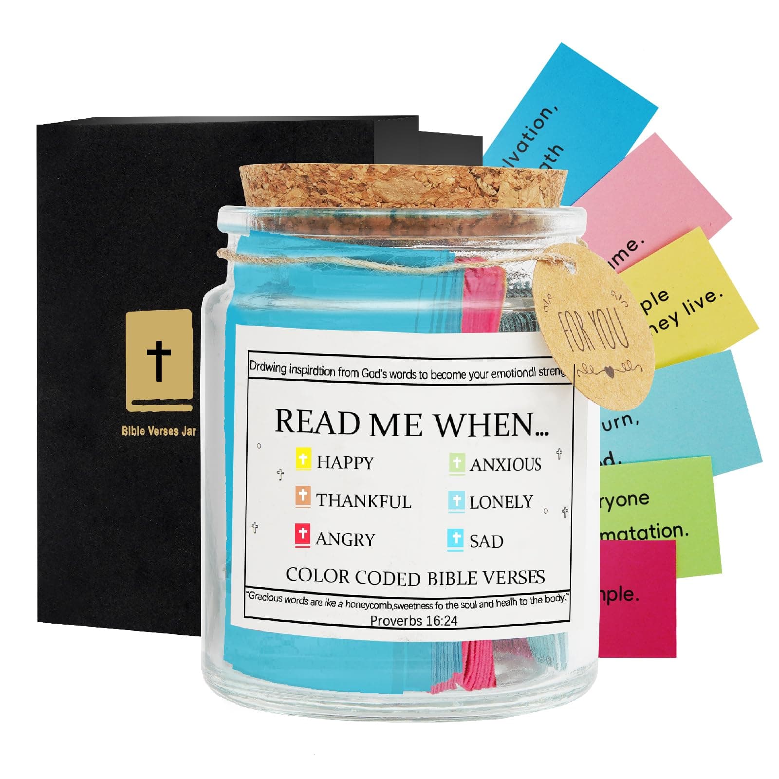 Bible Verse Prayer Jar - Read Me When Encouragement Gift, Scripture Cards & Prayer Jar for Christian Mom, Women, Mothers Day, Graduation, Spiritual Faith Keepsake