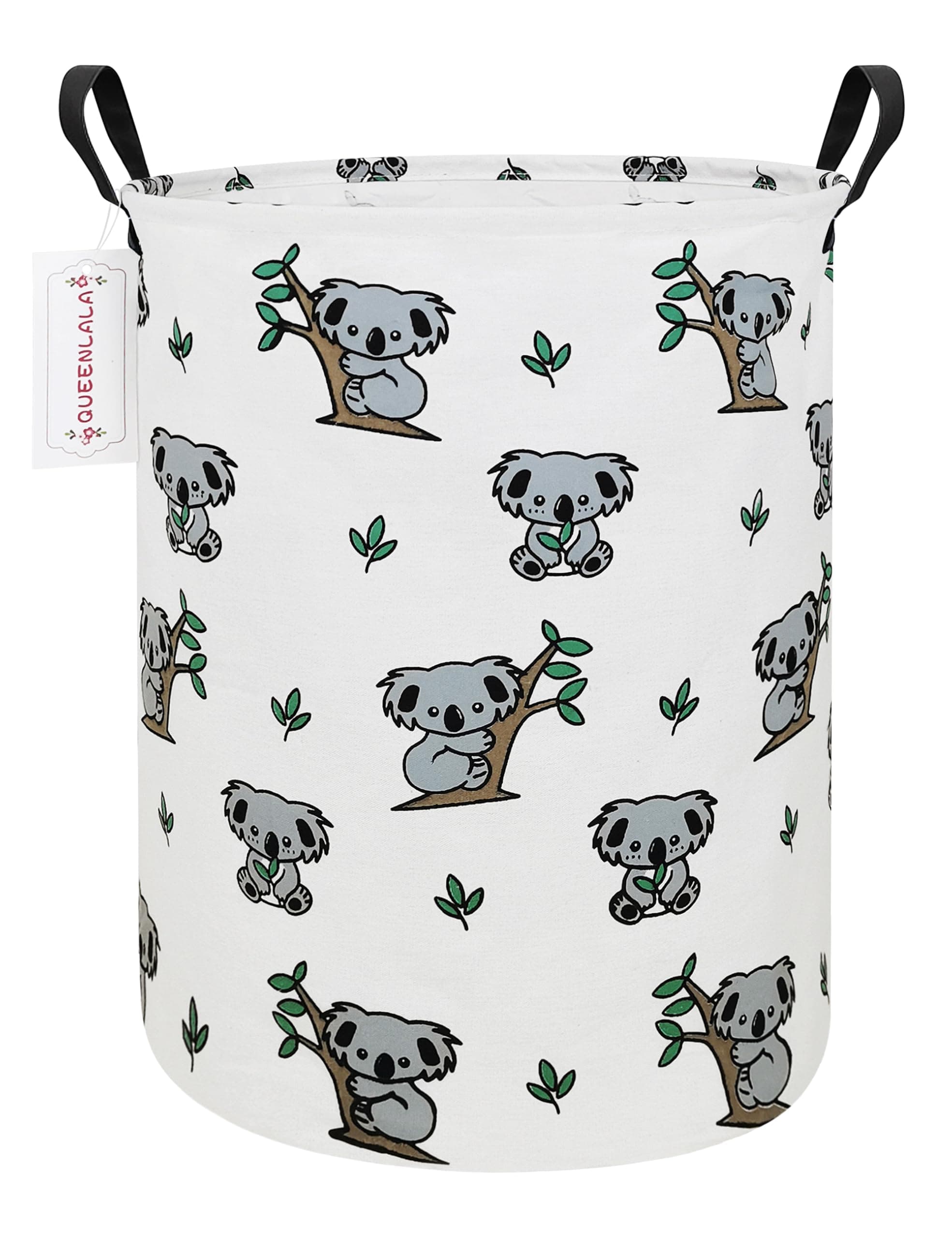 QUEENLALA Large Storage Basket,Laundry Hamper（Round-Koala）