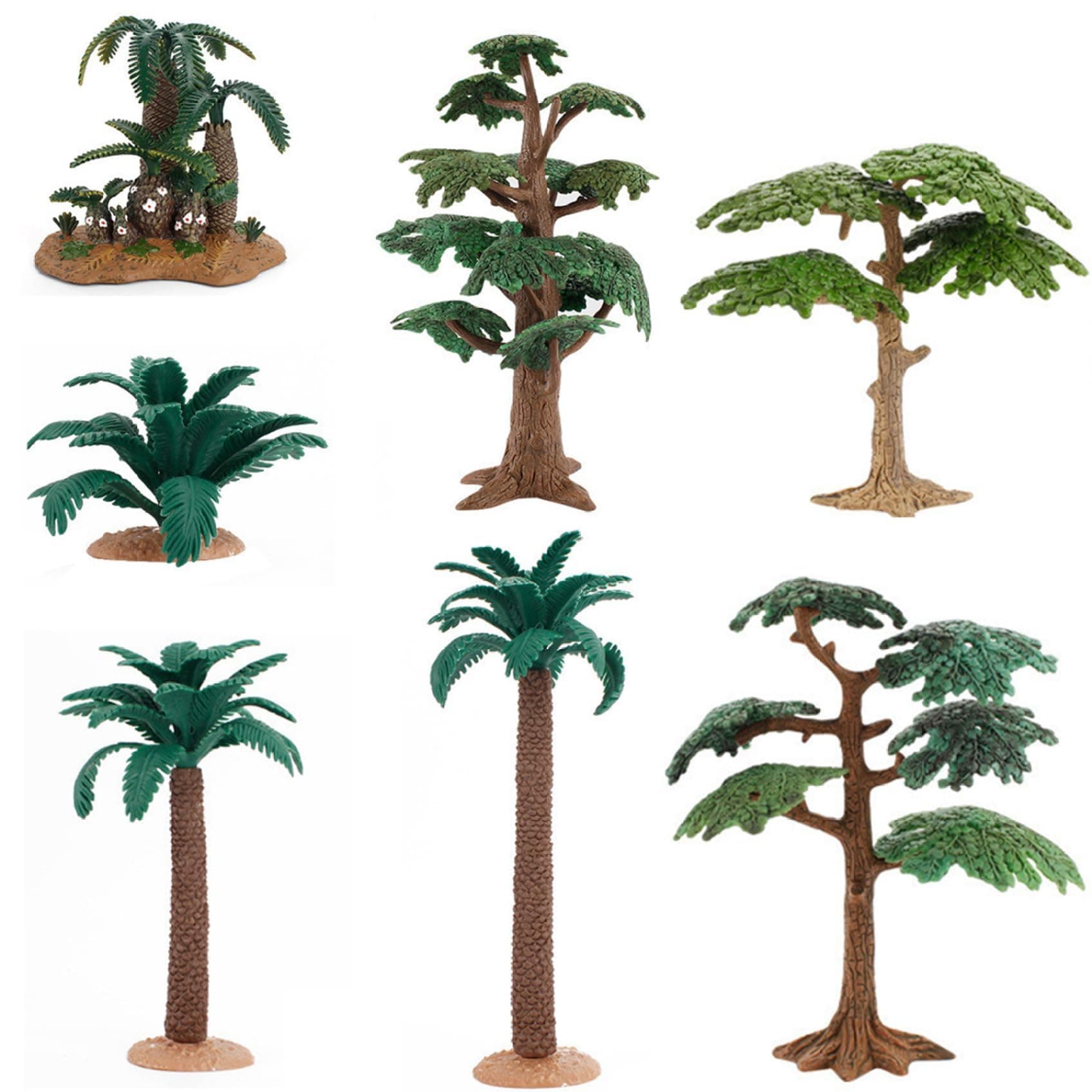 NALACAL 7PCS Model Trees, Simulation Miniature Trees DIY Craft Mini Palm Tree Realistic Plastic Palm Trees for Micro Landscape Model Railway Scenery,Fake Tree Train Decor