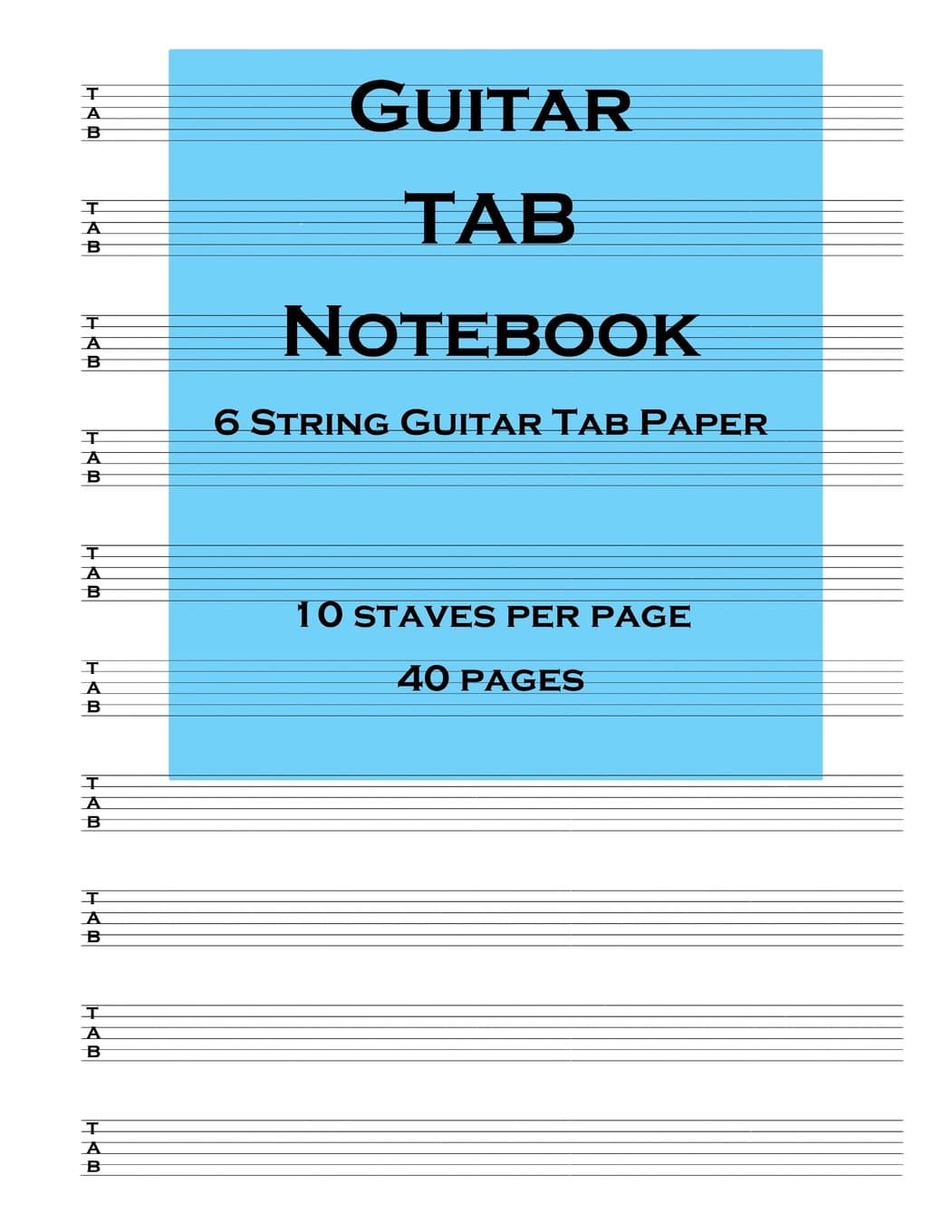 Guitar Tab Notebook: 6 string guitar TAB paper