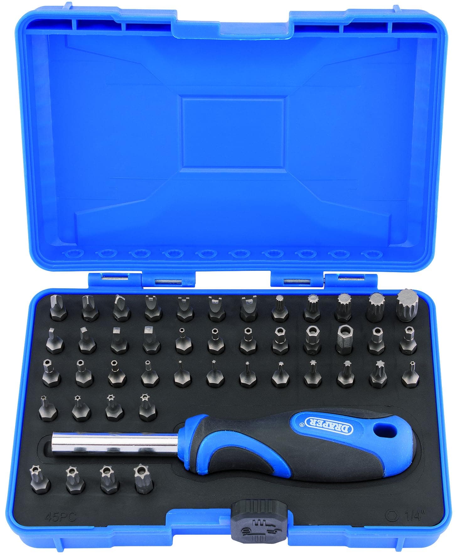 45 Piece Security Screwdriver Set | Magnetic Precision Driver Kit | 25mm 1/4" Bits | Soft Grip Hand Tools Set | Heavy- Duty Storage Case | 82399