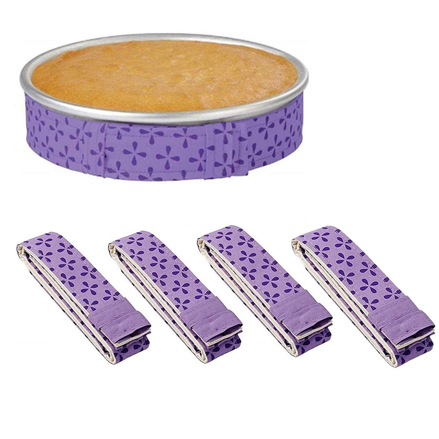 4-Piece Bake Even Strips, Super Absorbent Thick Cotton, Keeps Cakes More Level and Prevents Crowning with Cleaner Edges