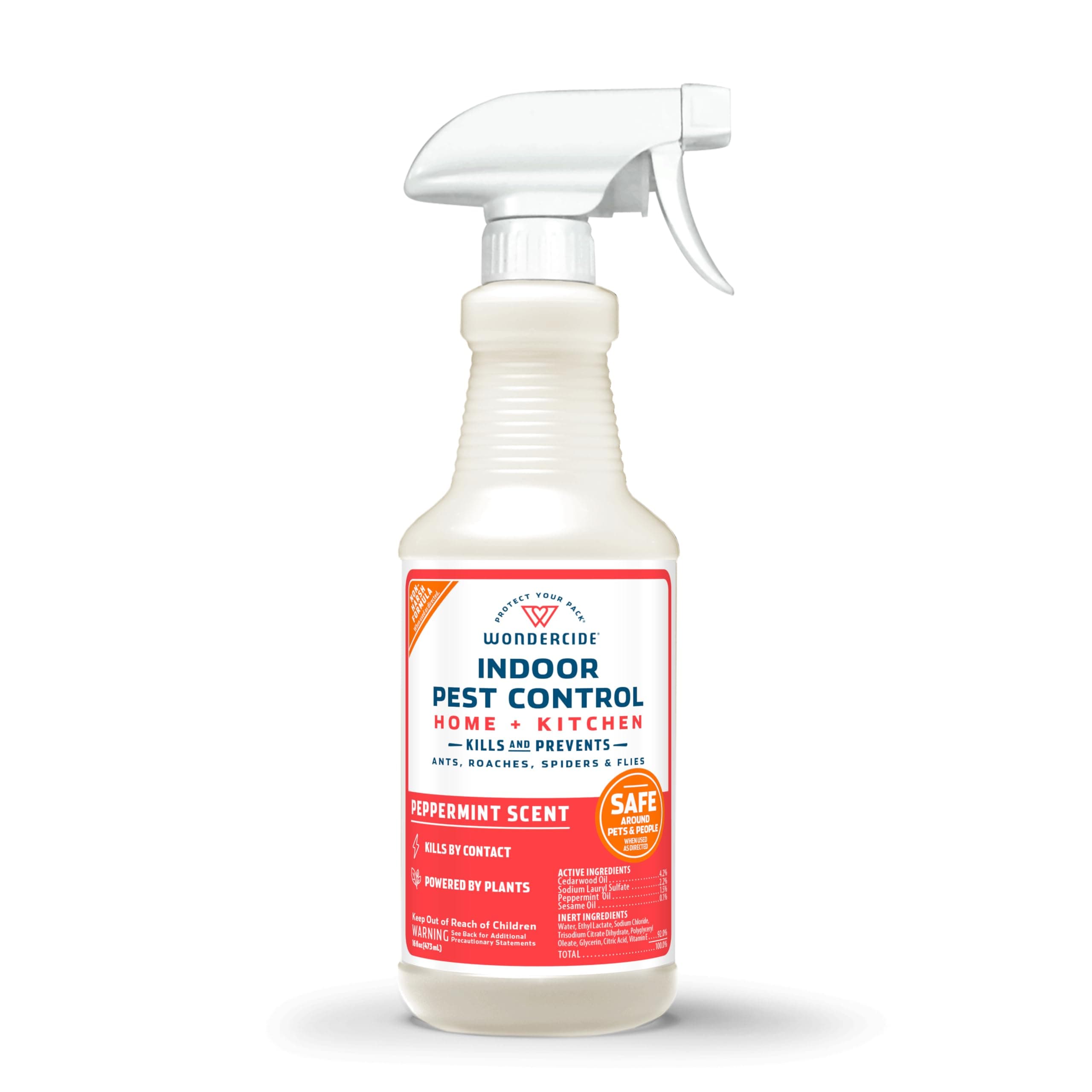 Indoor Pest Control Spray for Home and Kitchen - Ant, Roach, Spider, Fly, Flea, Bug Killer and Insect Repellent - with Natural Essential Oils - Pet and Family Safe — Peppermint 16 oz