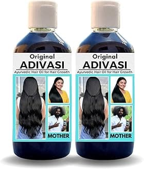 Adivasi Ayurvedic Hair Oil with Onion, Rosemary, Castor, Amla, Almond, Coconut, Brahmi & Bhringraj | Reduces Hair Fall & Supports Healthy Growth | For Men & Women | Pack of 2