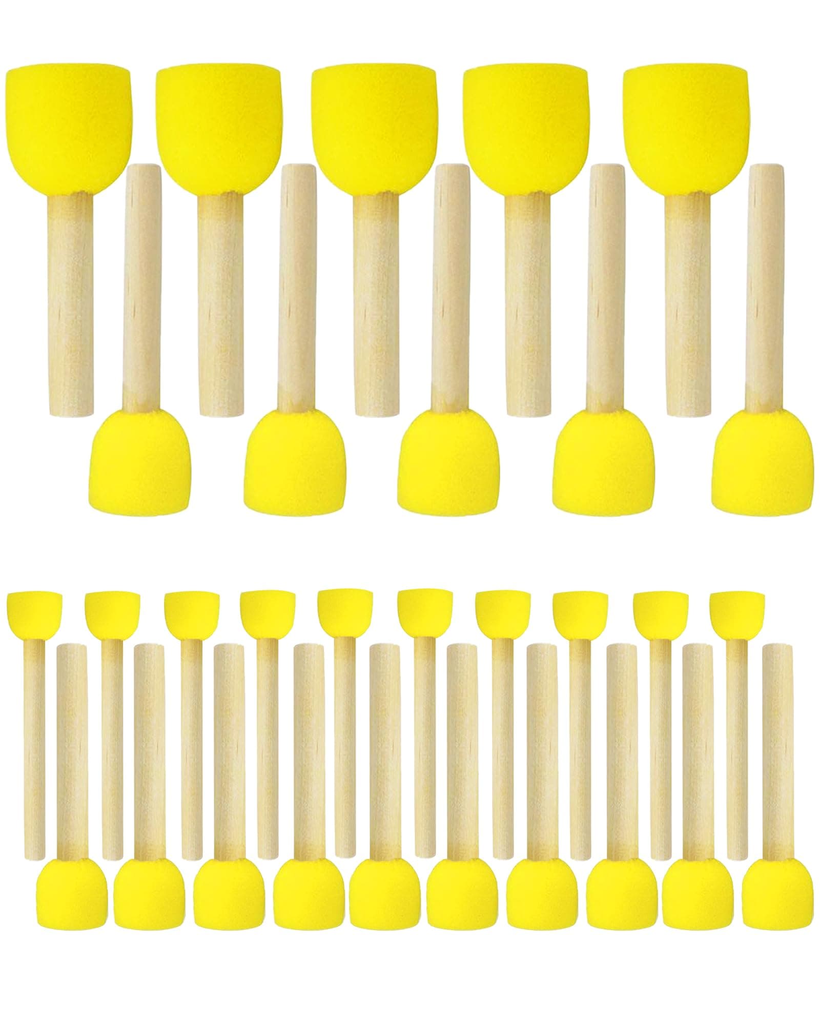 30 Pcs Assorted Size Round Sponges Brush Set 4 Sizes DIY Painting Tools- Yellow