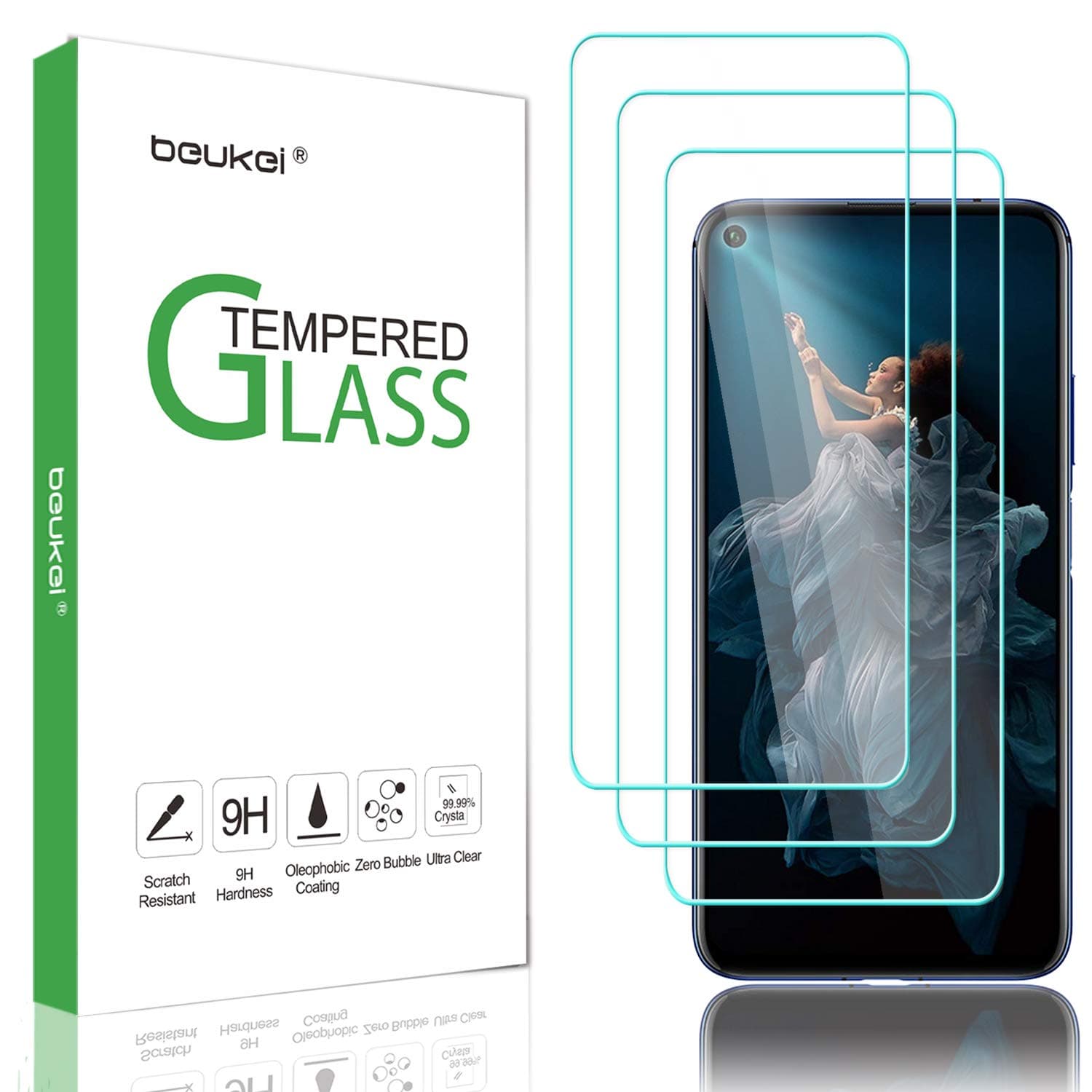 (3-Pack) for Huawei Honor 20 and Huawei Nova 5T Screen Protector Tempered Glass, Anti Scratch, Bubble Free