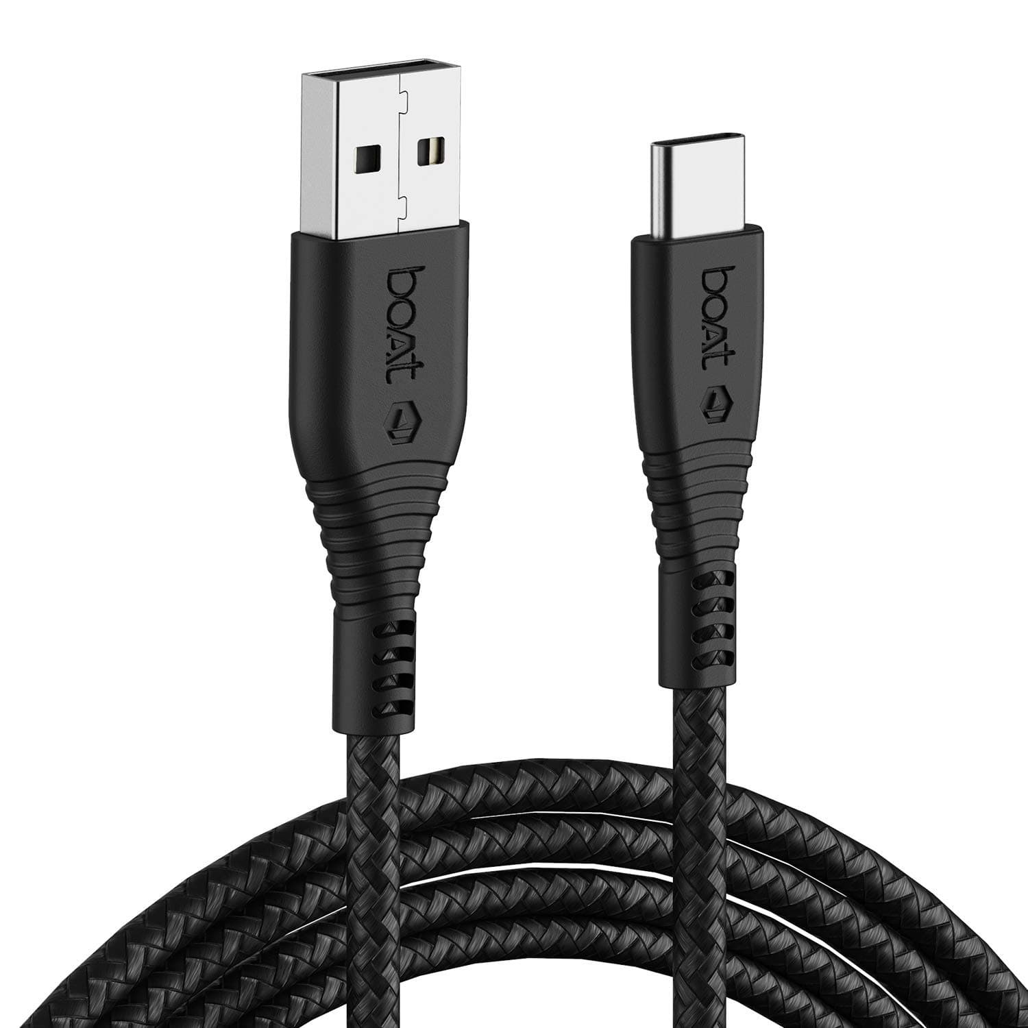 boAt Type C A325/A320 Tangle-Free, Sturdy Type C Cable, Usb Cablewith 3A Rapid Charging & 480 Mbps Data Transmission Speed, Compatible With Smartphones & Tablets 1.5Meter (Black)
