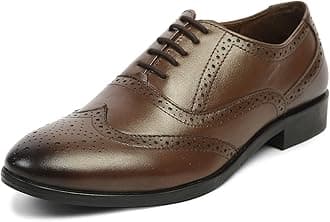 Men's Tan Brogue Wingtip Style Italian Leather Comfortable and Design Shoes for Men - 6 UK