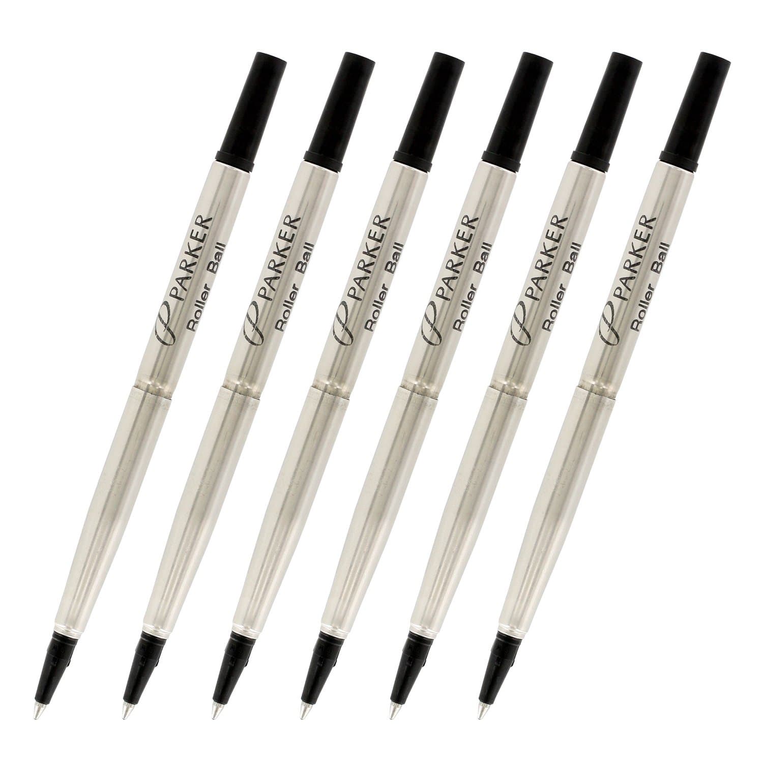 Quink Ink Roller Ball Pen Refills, Medium Point, Black Ink, Pack of 6