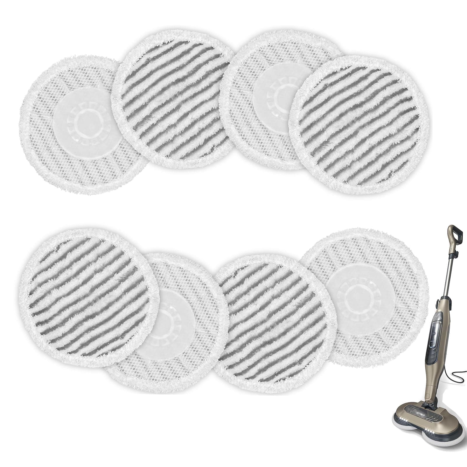 AIR U+ 8 Pack Replacement Steam Mop Pads for Shark S8201 S8001 S7001 S7201 S7000AMZ S7000 S7005 S7020 S7001C Steam Mop, Steam & Scrub All-in-One Scrubbing and Sanitizing, Dirt Grip Scrub Washable Pad