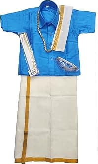 Bhandari FashionKanchipuram silk with lining Dhoti And Accessories For Boys Traditional Dress Short Sleeve Shirts