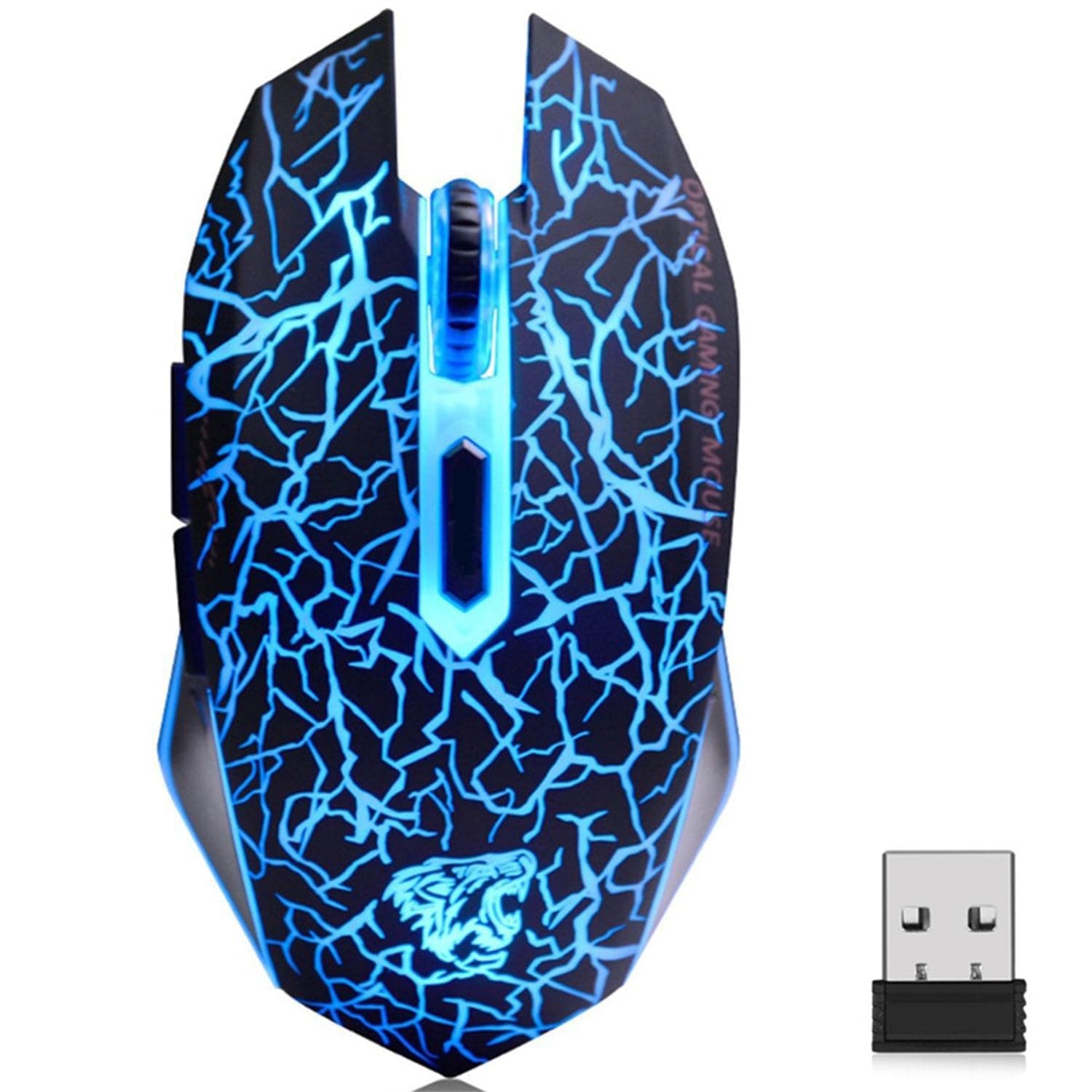TENMOS TENMOS M2 Wireless Gaming Mouse, Silent Rechargeable Optical USB Computer Mice Wireless with 7 Color LED Light, Ergonomic Design, 3 Adjustable DPI Compatible with Laptop/PC/Notebook, 6 Buttons