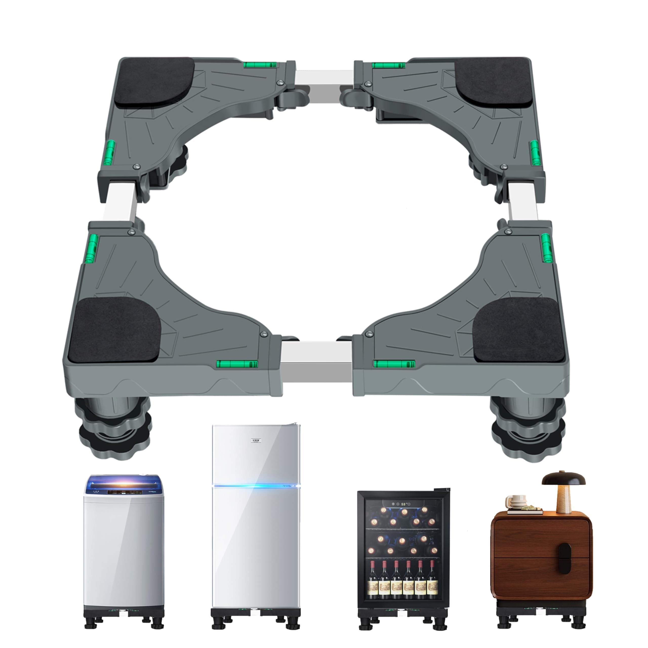 I'SMARTMOON Mini Fridge Stand,Christmas Tree Platform,Raised Base Adjustable Mini Refrigerator Stand,Pedestal Stand, 4 Strong Feet Washer and Dryer Stand,Base for Heavy weight (Grey)